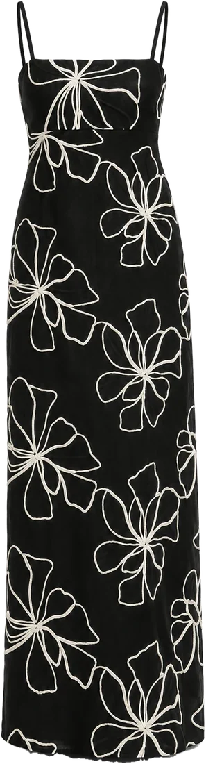 black corded-flower maxi dress