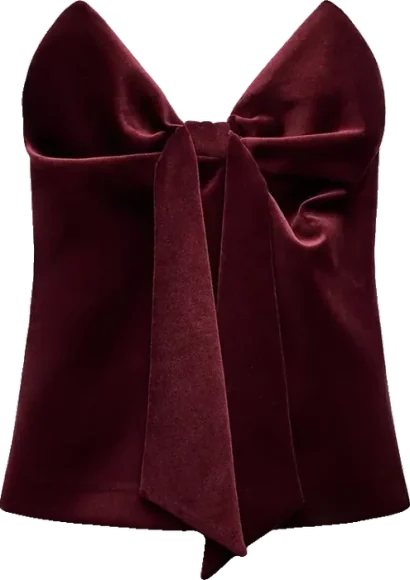 bordeaux velvet bow bustier