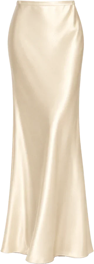 champagne bias satin maxi skirt