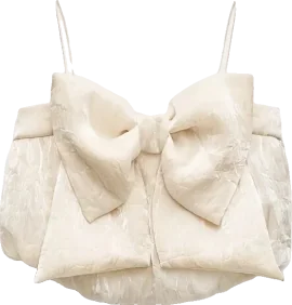 ivory jacquard bow cami
