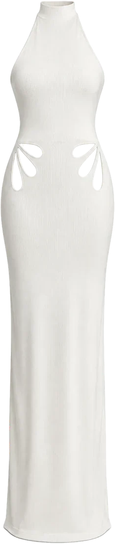 ivory petal cut-out halter gown