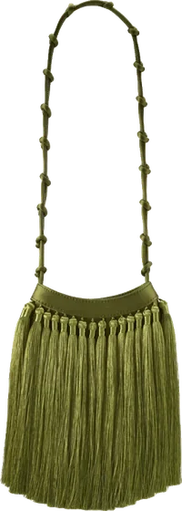 olive satin tassel bag